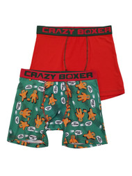 Mens 2-Pack Green & Red Gingerbread Man Christmas Underwear Boxer Briefs