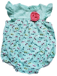 Infant Baby Girls Aqua Green Heart Sunglasses Print Cotton Summer Romper Newborn
