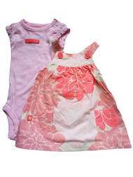 Infant Baby Girl Pink Floral Summer Dress & Sweet Romper 2 Piece Set Newborn