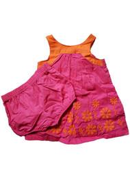 Infant Baby Girl Pink & Orange Floral Summer Dress & Bloomer 2 Piece Set Newborn