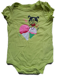 Infant Baby Girls Glitter Ice Cream Cone Puppy Summer Green Romper Bodysuit 3M