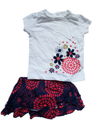 Infant Baby Girl Flower Heart Print T-Shirt & Skirt Summer 2 Pc Set 3 months