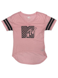 MTV Junior Womens Pink & Black Hi-Low Rocker T-Shirt Tee Shirt