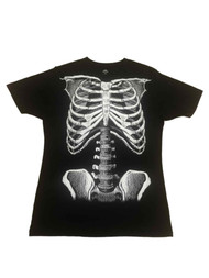 Mens Black Skeleton Rib Cage Spine Halloween Graphic T-Shirt Costume