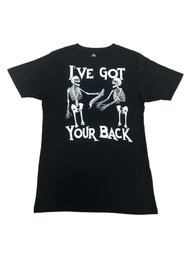 Mens Black Skeletons I've Got Your Back Spine Halloween Graphic T-Shirt