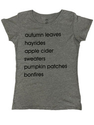 Womens Autumn Leaves Hayrides & Apple Cider Halloween T-Shirt Tee Shirt