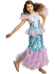 Girls Blue & Pink Sequin Mystic Mermaid Costume Dress Small 4-6x