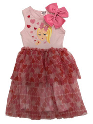 Jojo Siwa Girls Pink & Red Ruffled Heart Dress