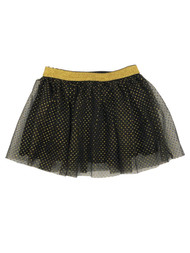Toddler Girls Black & Gold Polka Dot Halloween Tulle Tutu Skirt