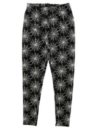 Junior Womens Black & White Spider Web Halloween Leggings Stretch Pants