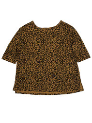 Womens Plus Brown & Black Leopard Print 3/4 Sleeve Tunic Blouse Shirt