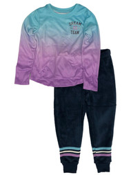 Girls Purple Rainbow Dream Team Pajamas Top & Fleece Pants Sleep Set
