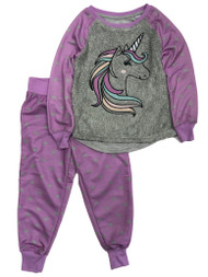 Girls Purple Unicorn Pajamas Sweatshirt & Heart Pants Sleep Set