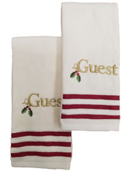 Winter Wonderland Christmas Embroidered Guest Hand Towel Set,  2 piece