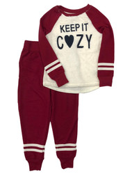 Girls Red Keep It Cozy Pajamas Fleece Top & Jogger Pants Sleep Set