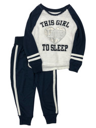 Girls Blue This Girl Loves To Sleep Pajamas Fleece Top & Jogger Pants Set