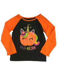 Toddler Girls Boo-Nicorn Pumpkin Unicorn Glitter Halloween Long Sleeve Shirt