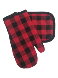 Holiday Time Black & Red Potholder Set, Kitchen Cooking Oven Mitt & Pot Holder