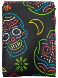 Celebrate Halloween Neon Sugar Skull Vinyl Tablecloth, Table Cloth 70 Round