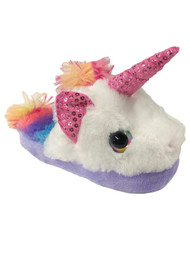 Toddler Girls Plush White Rainbow Unicorn Slippers House Shoes