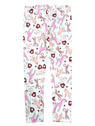 Girls Ivory & Pink Zebra Giraffe Heart Lion Heart Leggings Stretch Pants