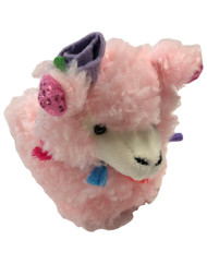 Girls Plush Fuzzy Pink Llama Slippers Scuffs House Shoes