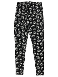 Junior Womens Black Headphone Skull Halloween Leggings Stretch Pants