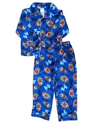 Boys Blue #44 Football Star Print Sport 2 Pc Flannel Sleepwear Pajama PJ Set 4