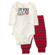 Carters Infant Boys Valentines Outfit I Dig You Heart Bodysuit & Pants Set