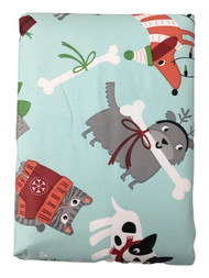 Holiday Time Blue Christmas Cats & Dogs Pets Vinyl Tablecloth, Table Cloth 60x84