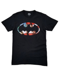 DC Comics Mens Black Patriotic Bat Symbol Batman USA Flag T-Shirt Small