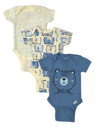 Gerber Infant Boys 3pc Organic Cotton Hello Bear Bodysuits Baby Outfit Preemie