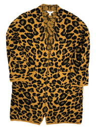 Womens Brown & Black Leopard Print Sweater Long Sweater Jacket Cardigan