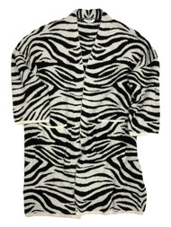 Womens Black & White Zebra Sweater Long Sweater Jacket Cardigan