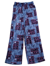 Boys Dark Grey Game Over Video Game Print Flannel Pajama PJ Bottoms Pants