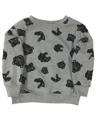 Toddler Boys Gray Biting Dinosaurs Dogs & Tigers Sweatshirt Top Shirt