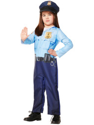 Infant & Toddler Girls Blue Police Officer Jumpsuit & Hat Costume