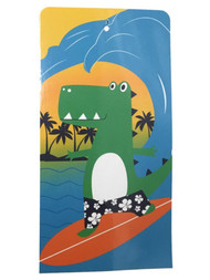 Celebrate Surfing Dinosaur Cotton Beach Towel, 30"x60" Tropical Dino