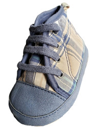 Infant Baby Boys Light Brown Navy Blue Sneaker Shoe Soft Sole Pre-Walker
