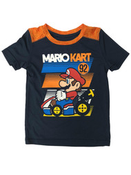 Mario Kart Boys Navy Blue & Orange Silky T-Shirt Tee Shirt