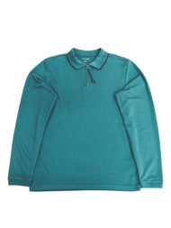 Mens Blue Slim Fit Long Sleeve Zip Collar Polo Shirt