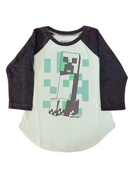 Minecraft Girls Mint Green Creeper Baseball Tee Shirt T-Shirt