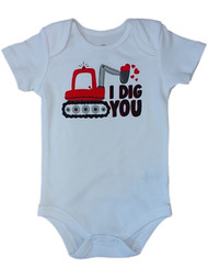 Infant Boys White I Dig You Heart Bodysuit Baby Valentines Day Creeper