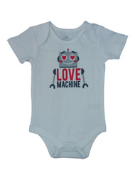 Infant Boys White Robot Love Machine Bodysuit Baby Valentines Day Creeper