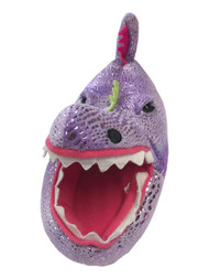 Girls Purple Sparkle Dinosaur Slippers Dino Biter House Shoes