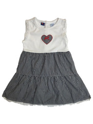 Toddler Girls Black & White Gingham Heart Patriotic Sun Dress Sundress