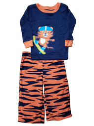 Carters Boys Navy Blue Skateboarding Tiger 2 Piece Fleece Pant Pajama PJ Set
