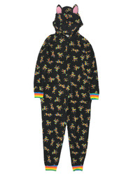 Mens Plush Black Rainbow Unicorn Hoodie Union Suit Sleeper Pride Pajamas