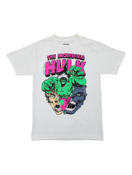 Marvel Mens White The Incredible Hulk Comic Book Tee Short Sleeve T-Shirt