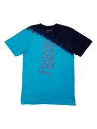 G-Net Mens Blue Tie-Dye Rhinestone Snake Short Sleeve T-Shirt